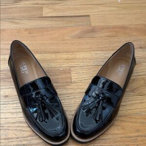 Franco Sarto Glossy Black Tassel Loafers